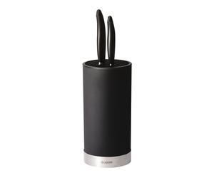 Ceppo portacoltelli Soft-Touch con coltello Santoku e coltello multiuso, Dimensioni 11x11x h24,5 cm design rotondo colore nero nero