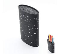 Ceppo portacoltelli universale senza coltelli | Conveniente per riporre vari coltelli e utensili da cucina con setole lavabile e removibile Black oval Black