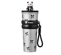 Ceprznvey Bottiglia d'acqua in acciaio inox, simpatica panda tumblers, portatile insulated Flask for Kids, Leakproof & Sturdy Travel Bottle, Hot & Cold Drink Storage, ideale per scuola, spiaggia, auto