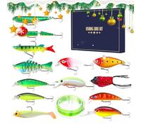 Ceprznvey Calendario 'Avvento Con Esche Da 2025 - Avvento Natale 14 Pezzi,Kit Di Sopravvivenza Con Esche Per Persico Conto Alla Rovescia Festivo,Per Uomini tori Fiume Mare All'Aperto Lago Compleanno