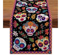 Ceprznvey Decorazione con teschio messicano Runner da tavolo decorativi con