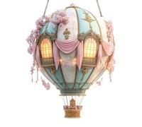 Ceprznvey Lanterna Solare A Pallone Aerostatico - Luce Solare a Mongolfiera,Modello Acrilico 2D Pendente per Decorazione Finestre per Raduni Matrimoni Campeggio Giardino Casa Terrazza Portico