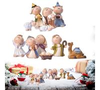 Ceprznvey Mini presepe - Statuette religiose per decorazioni natalizie d'ingresso | Statue in resina con set da 11 pezzi, esposizione natalizia per soggiorno, camera, finestra, interni, camera da
