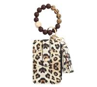 Ceprznvey Portacarte a forma di tassello, carta a portafoglio, portacarte, portafogli in pelle Bohemian con nappa e cordino in pelle PU portatile per carte d'identità, marrone, Se référer au