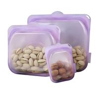 Ceprznvey Sacchetti in silicone per conservazione alimenti - 3 Contenitori per Snack in Silicone - Ermetici e Adatti al Congelatore - per Carne Formaggio Verdura Frutta Pranzo Viaggio Frigo