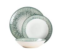 CER-POR Piatti Moderni IRIS Servizio Piatti 18 Pezzi In Porcellana Verde Per 6 Persone Moderni E Raffinati