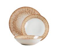 CER-POR Piatti Moderni TEMPESTA Servizio Piatti 18 Pezzi In Porcellana Color Sabbia Per 6 Persone Eleganti E Raffinati