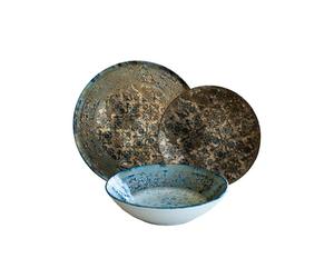CER-POR Set piatti LEGACY | 18 pezzi porcellana decorata per stile classico e vintage. 18 pezzi per 6 persone
