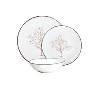 CER-POR Set piatti LIFE TREE | 18 pezzi porcellana decorata simbolica per ambienti armoniosi. 18 Pezzi. Per 6 Persone