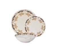 CER-POR Set piatti ROSE BROWN | 18 pezzi floreali marroni porcellana per tavole calde