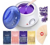 cera brasiliana kit ceretta brasiliana kit completo: JOOPLEX scaldacera completo scalda per ceretta scalda con 400g cera 30 Spatole per Uomo Donna Bianco