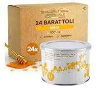Cera Depilatoria Liposolubile al Miele, Ceretta Professionale Lenitiva e Idratante, Made in Italy, Texture Morbida per Tutti i Tipi di Pelle, Ideale per Gambe Braccia e Bikini - 24 Barattoli da 400ml