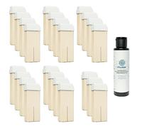 Cera Depilatoria Liposolubile Roll-on da 100ml - Ricarica per Manipolo Scalda cera a Rullo Ceretta Epilazione 23 Pezzi - Zinco + OMAGGIO Olio dopo cera Anyskin da 100ml