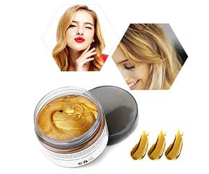 Cera per Tintura per Capelli Temporanea, Cera per Capelli Lavabile Formula Botanica, Adatto per la Modellazione di Halloween di Tutti i Giorni e Delle Feste (120g Oro)