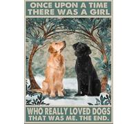 C'Era Una Ragazza Che Amava Davvero Il Labrador Nero E Il Golden Retriever Targa In Metallo Vintage Cartelli Metallo Retrò Poster Metal Per Bagno Bar Pub Cafe S