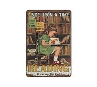 C'era una ragazza che amava davvero leggere la bambina retrò in metallo targa in metallo poster esterno giardino decorazioni per la casa piastra cucina ferro pittura Pub Cafe Man Cave Wall Decor targa