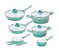 Cerafit Revolution - Set di 12 padelle deluxe, coperchio in vetro, inserto Viles, padella antiaderente in ceramica, manico rimovibile, tutti i piani cottura a induzione