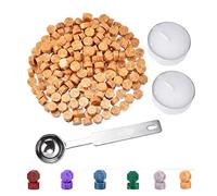 Ceralacca Kit, Perline Ottagonali di Ceralacca, 200 Pcs con 2 Candele da Tè e 1 Cucchiaio da Sciogliere, Cera Lacca per Sigilli DIY per Invito di Compleanno e Festa di Nozze