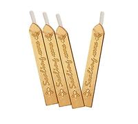Ceralacca Oro,Cera Lacca,Bastoncini di Ceralacca con Stoppini,per Antichi Manoscritti,Sigillo di Cera Timbro,per Busta,Biglietti,D'Invito,Decorazione Regalo (4 Pezzi,Oro)