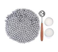 Ceralacca vegana per sigillare e decorare lettere, con 2 candele scaldavivande e 1 cucchiaino sciogli ceralacca, senza timbrino, 230 pezzi (Argento)