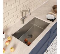 Ceramia Timeless Lavello Sottopiano 68x45 cm Inox 304 | Miscelatore con Doccetta Estraibile | Finitura Gun Metal Spazzolato | Installazione Facile