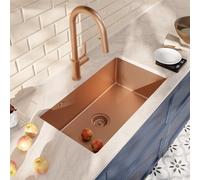 Ceramia Timeless Lavello Sottopiano 68x45 cm Inox 304 | Miscelatore con Doccetta Estraibile | Finitura Rame Spazzolato | Installazione Facile