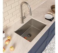 Ceramia Timeless Lavello Sottotop 55x45 cm Inox 304 | Miscelatore con Doccetta Estraibile | Finitura Gun Metal Spazzolato | Installazione Facile