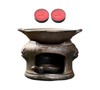 Ceramic Aromatherapy Stove - 4.7 Inch Handmade | Safe Decorative Oil Diffuser with 2 Candles, Wax Burner Kit for Home Office Desk, Bedroom Meditation and Relaxation