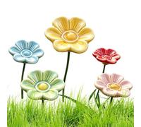 Ceramic Bee And Butterfly Watering Station Includes Five Flower-shaped Piec