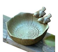 Ceramic Bird Bath Bowl - Decorative Outdoor Garden Feeder, Artistic Glazed Pollinator Tray For Butterflies & Bees, Shallow Birdfeeder Dish For Patios & Lawns, Weather-Resistant Garden Accent