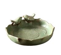 Ceramic Bird Bath | Ceramic, 10in Diameter | Outdoor Ground Birdbath For Garden, Patio, Deck, Balcony, Lawn | Bird Feeder & Bath, Indoor Plant Water Feature