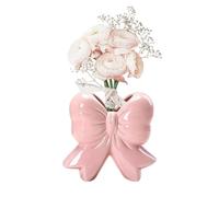 Ceramic Bow Vase - Elegant Flower Holder Brush, Decorative Centerpiece Pot for Dried Flowers Pampas Grass, Home Decor Accent Item, Table Shelf Mantel Living Room Dining Use