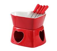 Ceramic Chocolate Fondue Set, 320ML Heart Shaped Porcelain Chocolate Fondue Set, Cheese Fondue Pot for Parties Cozy Nights Gifts