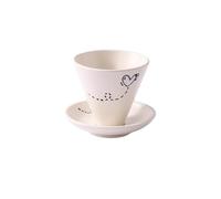 Ceramic Coffee Cup Creative And Saucer Set Tableware Retro Coarse Pottery Latte Gift Box Household Goods(Heart)