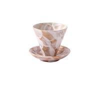 Ceramic Coffee Cup Creative And Saucer Set Tableware Retro Coarse Pottery Latte Gift Box Household Goods(Rosy clouds)
