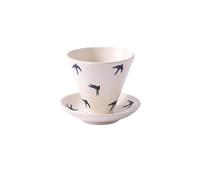 Ceramic Coffee Cup Creative And Saucer Set Tableware Retro Coarse Pottery Latte Gift Box Household Goods(Clear Sky)