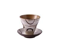 Ceramic Coffee Cup Creative And Saucer Set Tableware Retro Coarse Pottery Latte Gift Box Household Goods(Laugh)