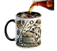 Ceramic Coffee Cup - Porcelain Hot Chocolate Mug, Large Fishing Tableware,Novelty Tea Drinkware | Themed Anglers Novelty, Apartment Study Living Room Office Home Fishermen Husbands Beverage Canister