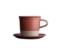Ceramic Coffee Cup Set, Handmade Creative Mug, Simple Water, Retro Hand Brewed Plate(Red)