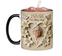 Ceramic Coffee Mug, Grandma Drinkware Home Decor, Valentines Day For Grandma, Floral Pattern Pottery Cute Mugs For Women Grandma's Mom Milk Latte Cappuccino Juice Soda Beer Home Office Birthday