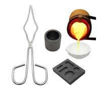 Ceramic Crucible Kit - 4Pcs Durable Graphite Crucible Design, Graphite Torch Melting Casting Kit, Heat Resistant Reusable | Includes Whip Tongs For Beginner Craftsmen Crafting Purification Jewlary