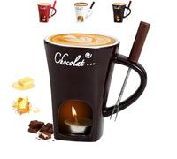 Ceramic Fondue Mugs with Fork - Cheese Fondue Melting Cup 130ml Capacity for Melting Hot Chocolate for Home, Fondues Heated with a Tealight, Warmer Mug for Candy Snack Caramel Party