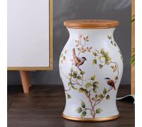 Ceramic Garden Stool, 2-in-1 Storage & Decorative Seat, Floral Drum Table