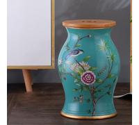 Ceramic Garden Stool, 2-in-1 Storage & Decorative Seat, Floral Drum Table