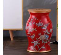 Ceramic Garden Stool, 2-in-1 Storage & Decorative Seat, Floral Drum Table