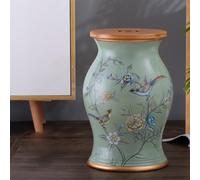 Ceramic Garden Stool, 2-in-1 Storage & Decorative Seat, Floral Drum Table