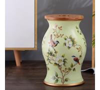 Ceramic Garden Stool, 2-in-1 Storage & Decorative Seat, Floral Drum Table