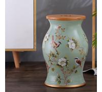 Ceramic Garden Stool, 2-in-1 Storage & Decorative Seat, Floral Drum Table