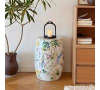 Ceramic Garden Stool,Hand-Painted Artistic Stool with Ventilated Drum