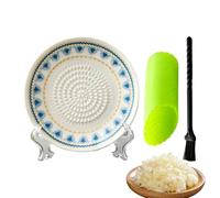 Ceramic Garlic Grater Plate 3 Pieces Manual Round Grinding Dish